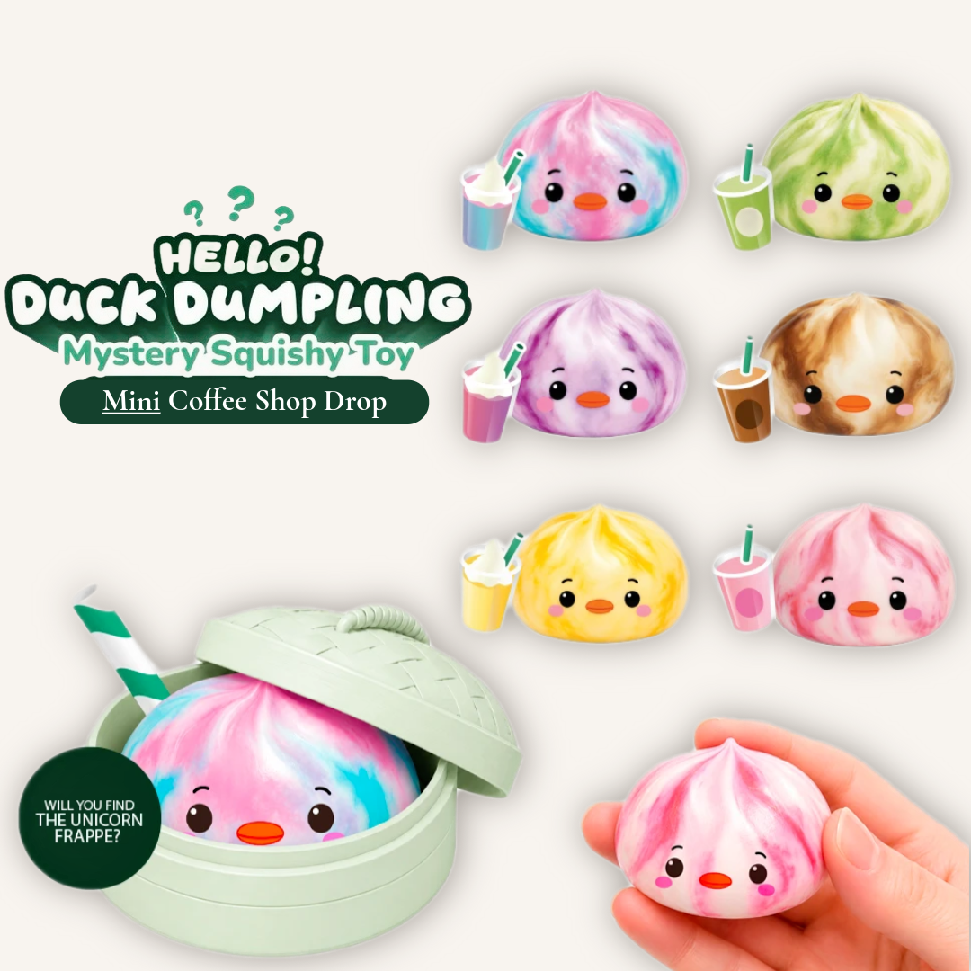 Top Trenz Hello! Duck Dumpling Mini Coffee Shop Drop – Mystery Squishy Toy