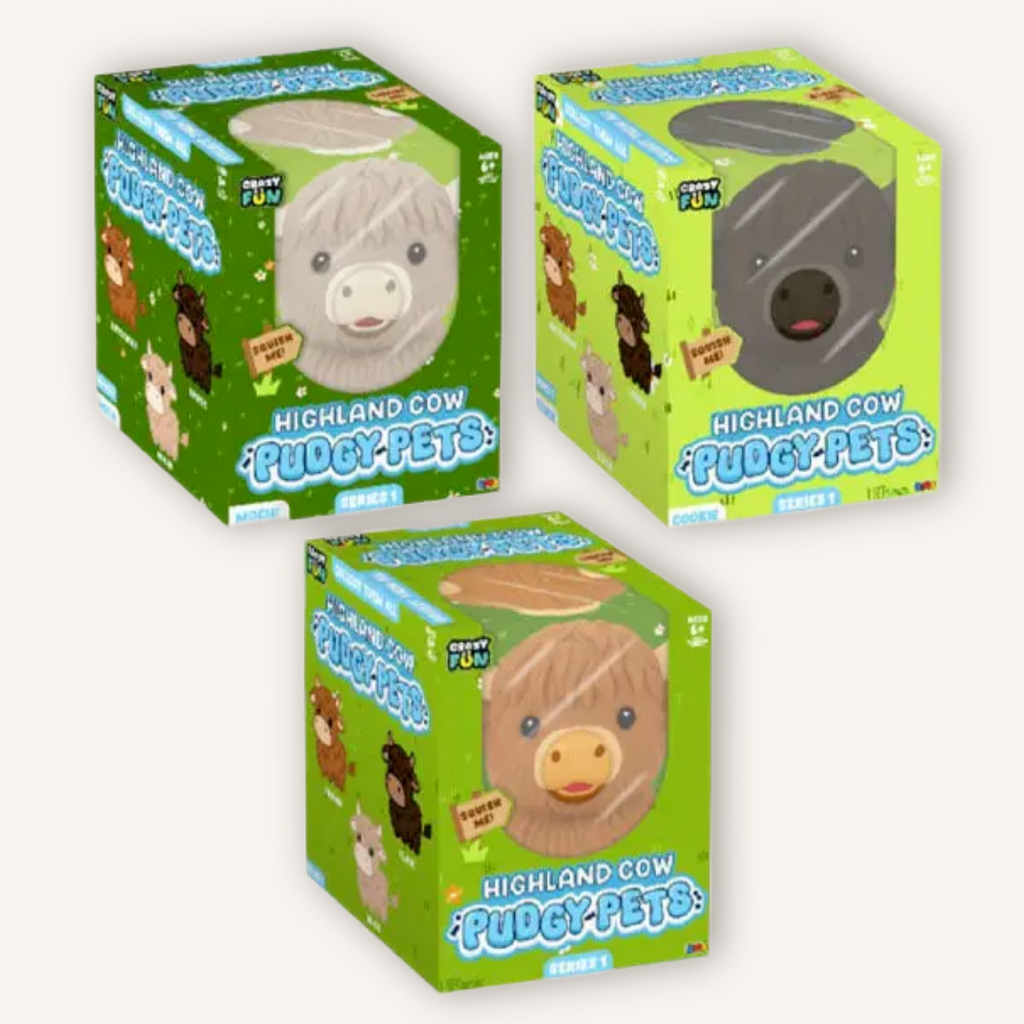 RMS Highland Cow Pudgy Pets squishy sensory toy with official RMS packaging