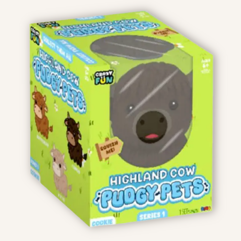 RMS Highland Cow Pudgy Pets squishy sensory toy with official RMS packaging