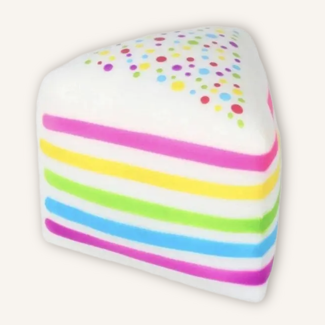 RMS SmushMart Giant Rainbow Cake Slice squishy sensory toy with colourful layered cake design