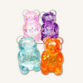 Sparkle Bear Gel Squishy, soft gel-filled sensory stress squishy with glitter for fidgeting, stress relief, and calming sensory play.