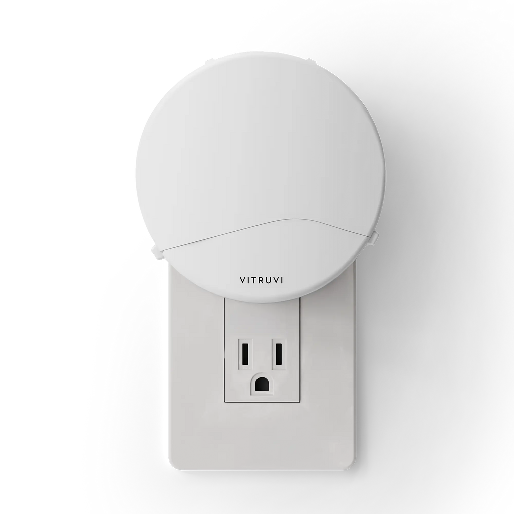 Vitruvi Push Plug-in Wall Diffuser providing long-lasting natural fragrance with adjustable scent strength for everyday spaces.